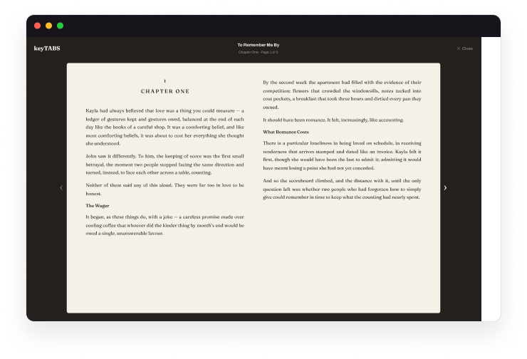 keyTABS cloud reader interface screenshot