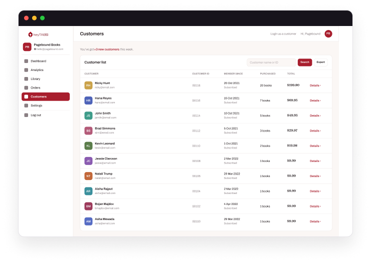 keyTABS customers list screenshot